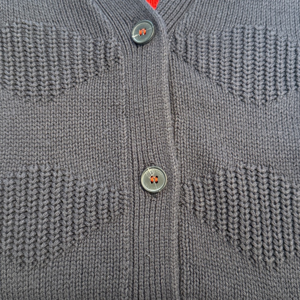 Navy Cardigan with Red and White Accents size medium - Picture 6 of 6